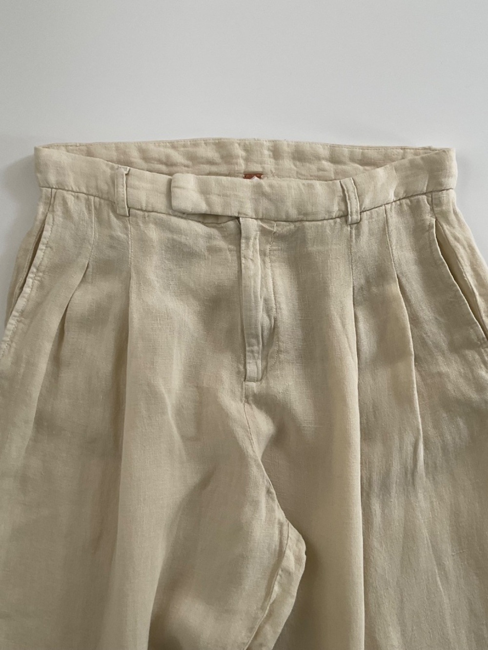 Free People 100% Linen Wide Leg Pleated Trousers Sz 2 Beige Natural Slouchy Boho - Picture 4 of 12
